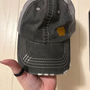Gray Distressed Cap with Yellow Patch